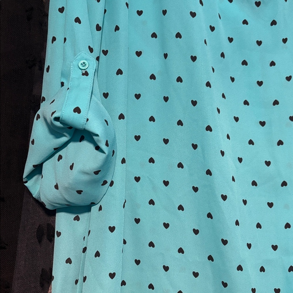 Torrid Teal Black Heart Blouse - Picture 3 of 3